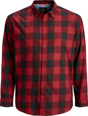 Produktbild von Jack & Jones Freizeithemd Plus Size weite Passform rot kariert Baumwolle