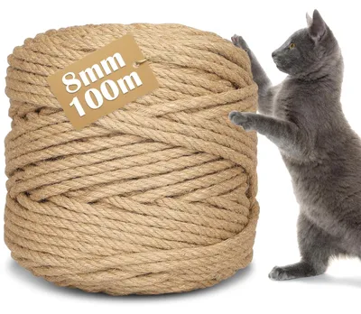 Sisalseil 8 mm x 100 m, natürliches Sisal-Tau für Kratzbaum, DIY
