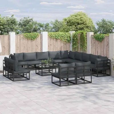 Produktbild von Maison Exclusive - Gartensofa-set mit Kissen 14 pcs Schwarz Aluminium