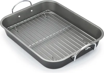 Produktbild von BRÄTER Kohlenstoffstahl Schmortopf 29,2 x 37,3 cm Gänsebräter mit Grillrost