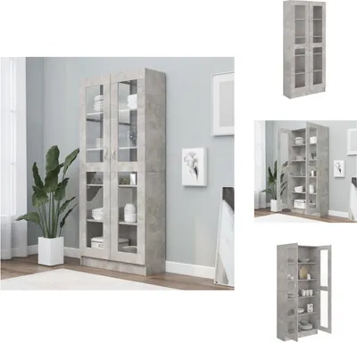 Produktbild von vidaXL Vitrinenschrank Betongrau 82,5x30,5x185,5 cm Holzwerkstoff -  Bücherregale & Bücherschränke