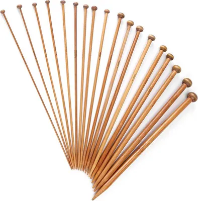 Produktbild von Stricknadel Set aus Bambus – 36-teilig, 18 verschiedene Größen, 35 cm lang, 2 bis 10 mm Durchmesser, ergonomisches Design