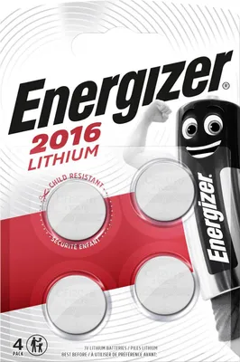 Produktbild von Lithium-Knopfzellenbatterie CR2016 | 3,2 V DC | 90 mAh | 4-Blister | Silber