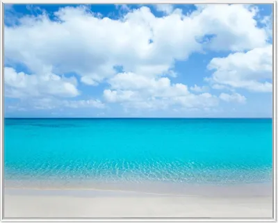 Produktbild von Wallario Wandbild Sandstrand und blaues Meer, Größe: 40,30 x 50,30 cm, Poster mit weißem Aluminiumrahmen
