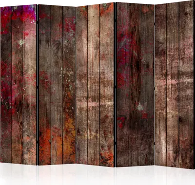 Image de Cloison acoustique en bois Paravent photo 225 x 172 cm imprimé recto-verso sur toile intissé Mousse acoustique Cloison Paravent espagnol Brise-vue Bureau à domicile Aspect bois Planches en bois f-A-0700-z-c