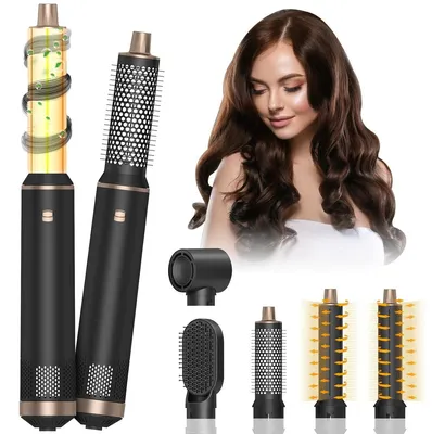 Immagine prodotto di Spazzola ad aria calda - Spazzola styling asciugacapelli - 3 temperature - Ioni negativi - 5 accessori - 110.000 giri/min