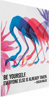 Produktbild von Posterpapier Poster - Colorful Repetition - three flamingo silhouettes with an inspiring quote 60x90 cm Tiere g-C-10178-ao-a