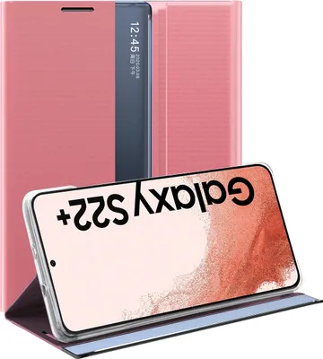Produktbild von Samsung Galaxy S22 Plus 5G Hülle, Slim Flip Leder Smart View Window Klappetui Schutzhülle mit Standfunktion für Galaxy S22 Plus 5G Rosa