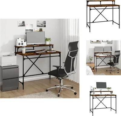 Obrázek produktu pro vidaXL Psací stůl kouřový dub 100x50x90 cm materiál na bázi dřeva a železa - Psací stoly