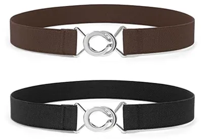 Productafbeelding van Skinny Riem - Stretch Band - Outfit Styling - Vergrendelingsgesp - 4 Stuks - Zwart