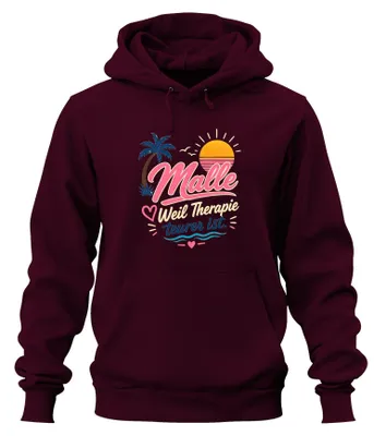 Produktbild von Malle Weil Therapie teurer ist Mallorca Ballermann Saufen Hoodie Kapuzenpullover, Burgundy, L