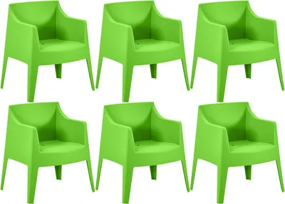 Produktbild von CLP 6er Set Gartenstühle Bartal stapelbar wetterfest UV-beständig bis 150 kg grün