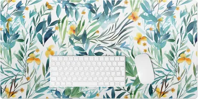Produktbild von Pflanzenaquarell – Schreibtischunterlage – Rutschfeste Tischunterlage – Schreibtischmatte für Büro & Zuhause – Schreibunterlage – Mauspad – Tischmatte – 90 x 45 cm