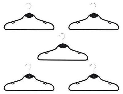 Productafbeelding van Roxi kledinghangers met fluwelen coating, set van 5, zwart