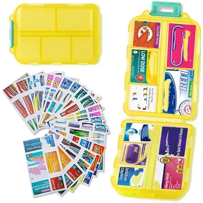Productafbeelding van Tablettenbox voor 7 dagen, klein formaat, 2 stuks, rond, geel, 9,5 x 6,4 x 2,5 cm