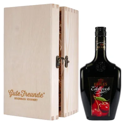 Produktbild von Eckes Edelkirsch Likör mit Geschenk-Holzkiste