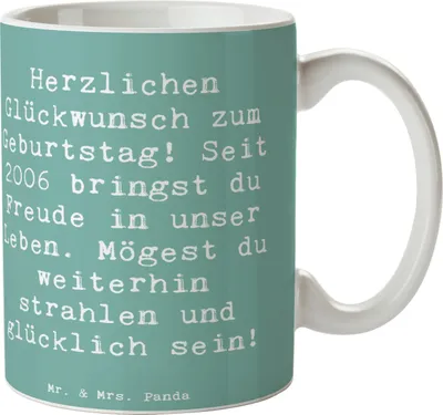 Produktbild von Mr. & Mrs. Panda Kaffeebecher Spruch 2006 Geburtstag - Meeresbrise - Geschenk, feiern, Jubiläum, Strahlen, Geburtstagsgeschenk, Tasse, Alter, schöne, Trinkbecher, Pott