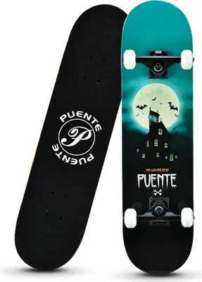 Produktbild von Vierrad-Skateboard Double Rocker Printed Skate Board für Anfänger Vollmondfledermaus