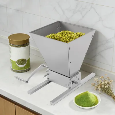 Obrázek produktu pro Ruční mlýnek na obilí – mlýnek na slad – násypka 4 l – nerezová ocel – nastavitelné válce – pro domácí vaření piva