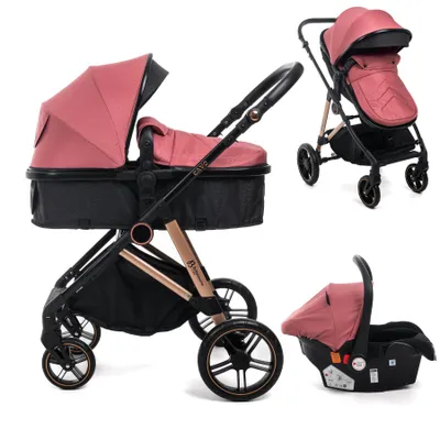Image de BEBELISSIMO - Poussette combinée trio 3 en 1 - siège auto 0+ CAVO – nacelle – dès la naissance – jusqu’à 22kg - bordeaux