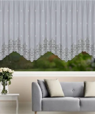 Produktbild von Fertigstore "Wellenbogen" weiß - Blumenfenstergardinen von Albani: 145x600cm / Weiß Größe (HxB): 145x600cm Farbe: Weiß