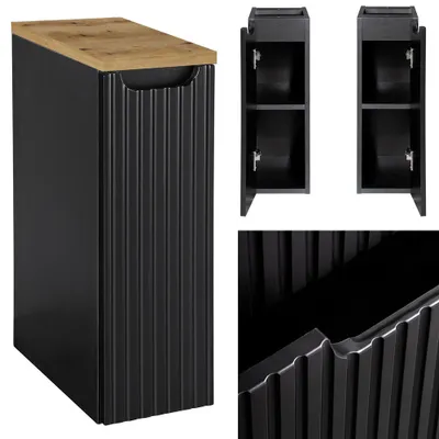 Produktbild von Badschrank 20cm, in schwarz mit Eiche, NEWPORT-56-BLACK