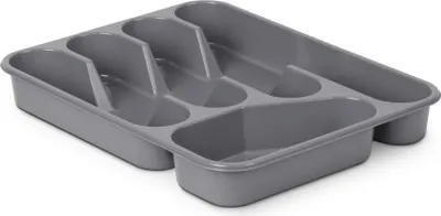 Obrázek produktu pro Zásobník na příbory do zásuvek, kompaktní vložka na příbory ( 33,5x26x4,5cm ) - šedý - organizér na příbory - držák příborů do kuchyně - vložka do zásuvky