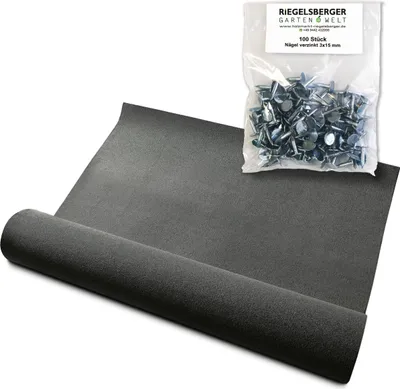Produktbild von Bitumen Dachpappe schwarz Bitumenbahn zur Dacheindeckung Dachbahn inkl. 100 Stück Dachpappnägel verzinkt 3x15 mm Material: R333 - 1 Rolle - 5,0 m²