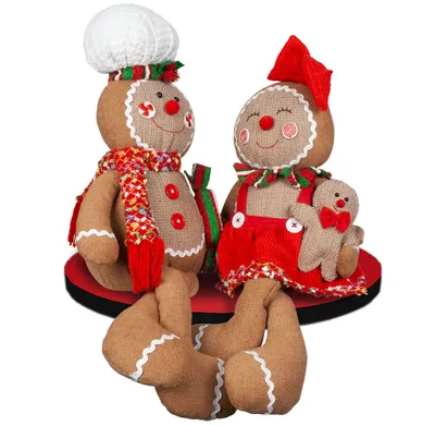 Produktbild von Dekofigur Lebkuchen 30cm Kantenhocker Pärchen, 2er Set Dekofigur Weihnachten