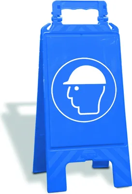 Produktbild von Warnaufsteller Gebot-Blau ''KOPFSCHUTZ'' 600 x 275 x 270 mm