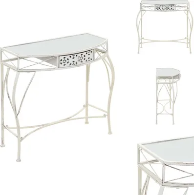 Produktbild von vidaXL Beistelltisch Französischer Stil Metall 82x39x76 cm Weiß -  Beistelltische