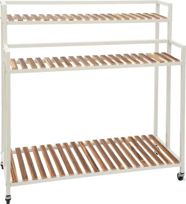 Obrázek produktu pro Stojan na rostliny, třípatrový, pojízdný na kolečkách, BÍLÝ
