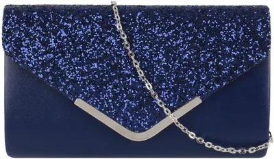 Produktbild von Glitzernde Elegante Abendtasche in Blauem Leder