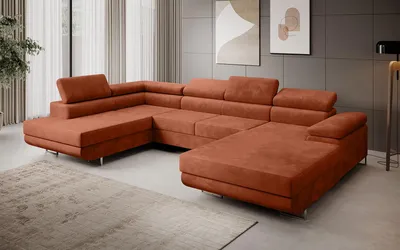 Produktbild von Ecksofa MARGO U- Form, moderne Couch mit Schlaffunktion, verstellbare Kopfstützen, zwei Bettkästen, große Polstercouch – Monolith 61