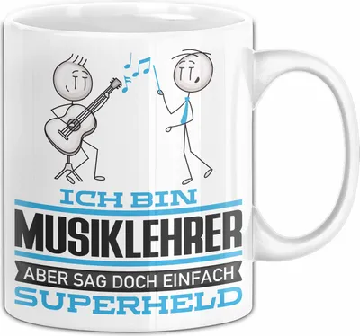 Produktbild von Musiklehrer Geschenk Tasse Ich Bin Musiklehrer Aber Sag Doch Einfach Superheld Lustige Geschenkdiee für Musiklehrer Kaffee-Becher (Weiß)
