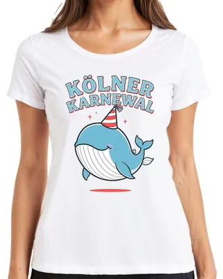 Imagen del producto de Camiseta para mujer, diseño "Kölner Karneval Wal Party Jeck Fastelovend", color blanco, talla XL