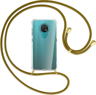 Produktbild von Handykette Backcover-Schutzhülle mit Band (Metall goldfarben) für Nokia 6.2 / 7.2 - khaki
