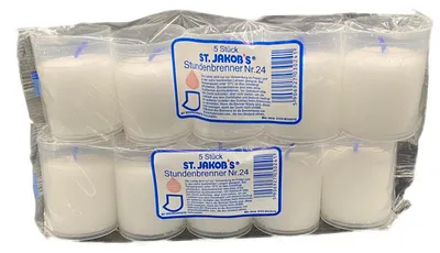 Produktbild von 1 Pack, 5 St., St. Jakobs Stundenbrenner Nr. 24, Öllicht, Grabkerze weiß