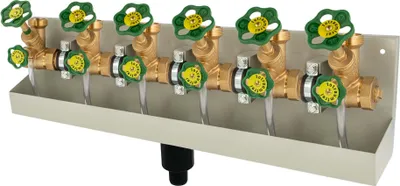 Produktbild von SCHLÖSSER Kompakt-Verteilerstation 6-Strang Verteiler - Zulauf 1 1/4 (5/4) Zoll - DN 32, mit Ablaufrinne