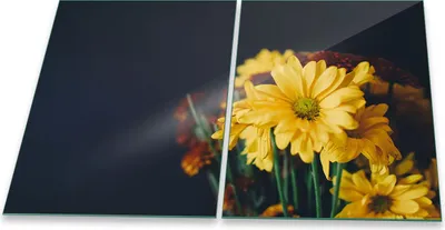 Produktbild von Herdabdeckplatte Glaskeramik 2-Teilig 2x40x52 Blumen Gelb Abdeckung Spritzschutz Glas