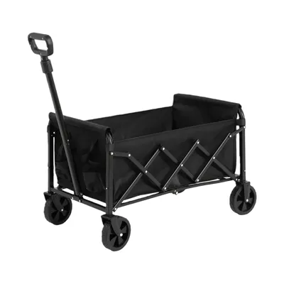 Produktbild von Klappbar Gartenwagen, Bollerwagen mit Bremsen, Robuster Transportwagen, Große Kapazität & Automatik-Griff, für Strand, Garten und Einkauf, Schwarz