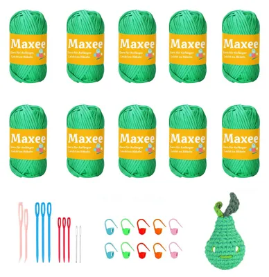 Häkelgarn-Set 10 x 50 g, dickes Baumwollgarn für Anfänger