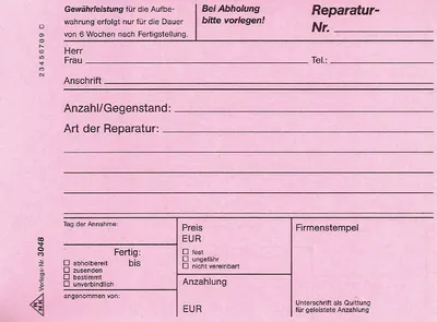 Produktbild von Reparaturblock A6 quer selbstdurchschreibend 3x40 Blatt Packung mit 5 Stück