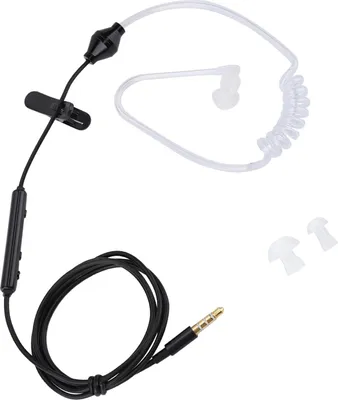 Image de Écouteurs intra-auriculaires avec tube d'air et micro pour iOS et Android, câble noir et tube blanc