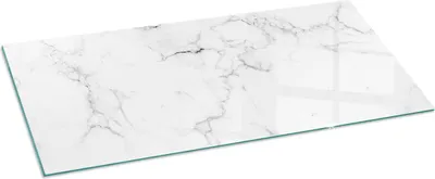 Produktbild von Glasbodenplatte für 125x50 cm – Kaminofen – Kaminplatte Glas – Schutzglas – Funkenschutzplatte –Glasbodenplatte Feuerfeste – Hitzeschutzplatte – Bodenschutz aus Glas – Marmormuster mit Adern