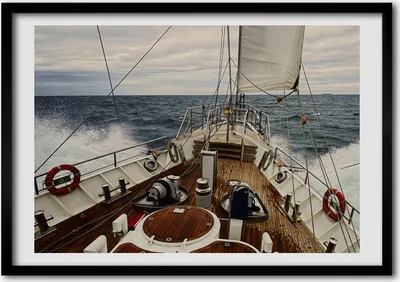 Produktbild von Bild - Bilderrahmen - 100 cm x 70 cm - MDF - Rahmen - Foto - Wandkunst Segelboot auf dem Meer