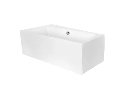 Produktbild von BADLAND Eckbadewanne Rechteck Badewanne Infinity LINKS 160x100 mit Acrylschürze, Füßen und Ablaufgarnitur GRATIS