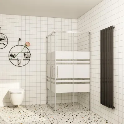 Produktbild von Duschparadies Duschkabine 80x80x185cm Eckeinstieg Duschtür Schiebetür 6mm Nano ESG Glas mit Streifenglas