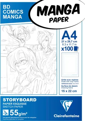 Produktbild von Clairefontaine 5x Manga-Block Storyboard A4 100 Bl 55g, einfachem Raster 94037C