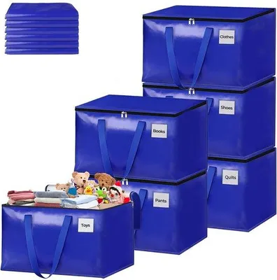 Image de Unyqoos® : Coffret de 6 sacs de rangement étanches, 93 litres – Grands sacs pliables et réutilisables pour vêtements et literie, avec une poignée de transport robuste et une fermeture éclair